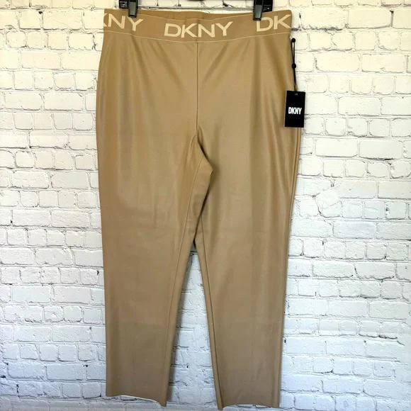 DKNY Faux Leather High Waist Tan Pants--Sz XL - Picture 2 of 16